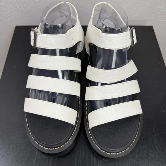 Unionbay Dulce Sandal Women 9.5 White Black Strappy Faux Leather Platform Casual - Picture 3 of 12